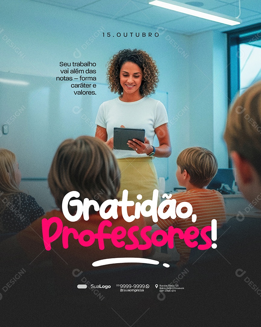 Dia do Professor 15 de Outubro Social Media PSD Editavel