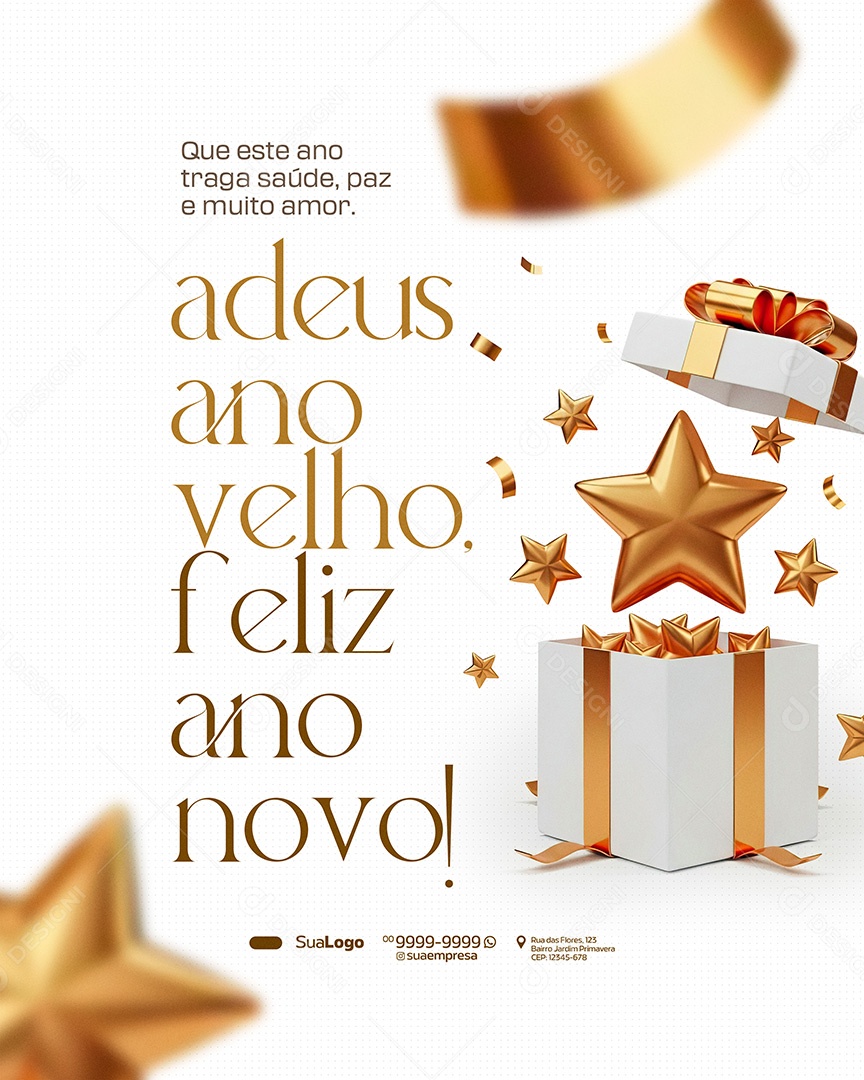 Feliz Ano Novo 2026 Novo Ano Adeus Ano Velho Social Media PSD Editável