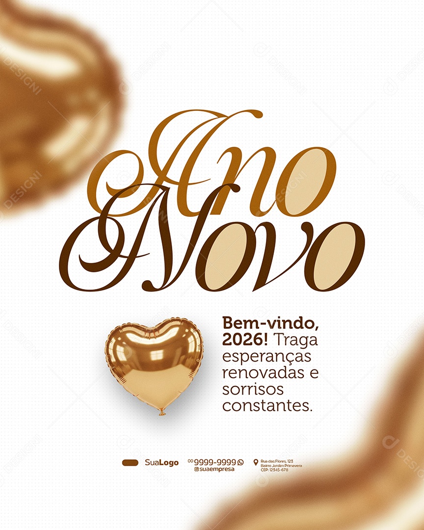 Feliz Ano Novo 2026 Novo Ano Bm-vindo Social Media PSD Editável
