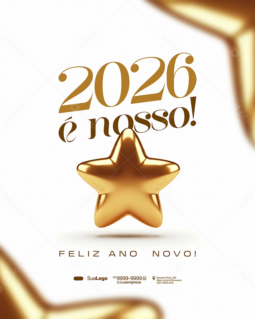 Feliz Ano Novo 2026 Novo Ano é Nosso Social Media PSD Editável
