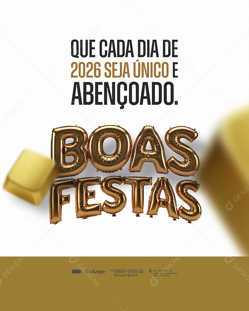 Feliz Ano Novo 2026 Novo Ano Que Cada Dia de 2026 Seja Único Social Media PSD Editável