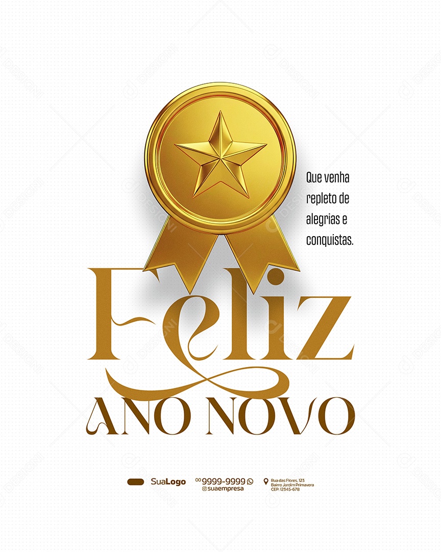 Feliz Ano Novo 2026 Novo Ano Que Venha Repleto de Alegrias Social Media PSD Editável