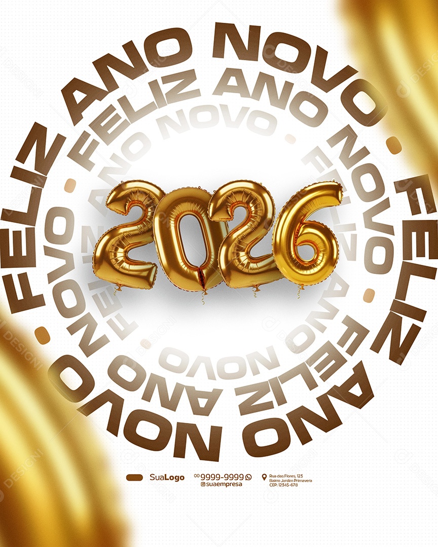 Feliz Ano Novo 2026 Novo Ano Social Media PSD Editável
