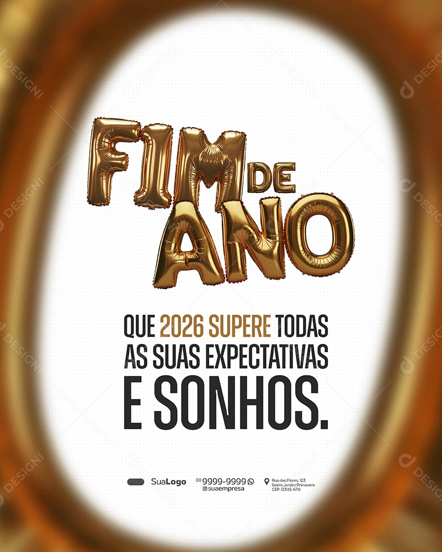 Feliz Ano Novo 2026 Novo Ano Supere suas Expectativas Social Media PSD Editável