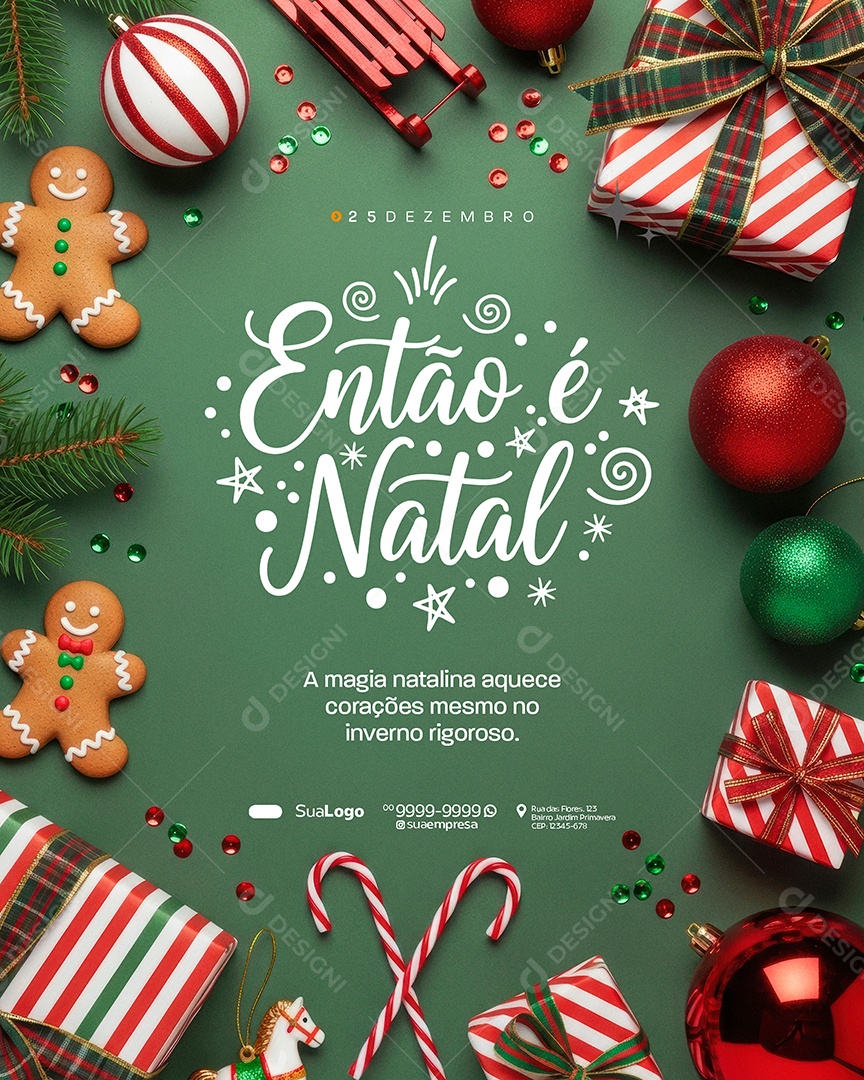 Feliz Natal 25 de Dezembro Aquece Corações Social Media PSD Editável