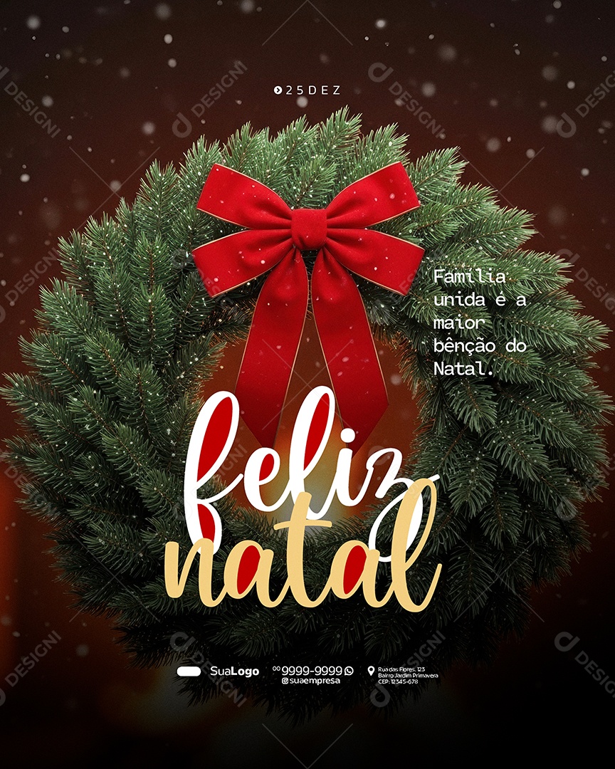 Feliz Natal 25 de Dezembro Bênção do Natal Social Media PSD Editável