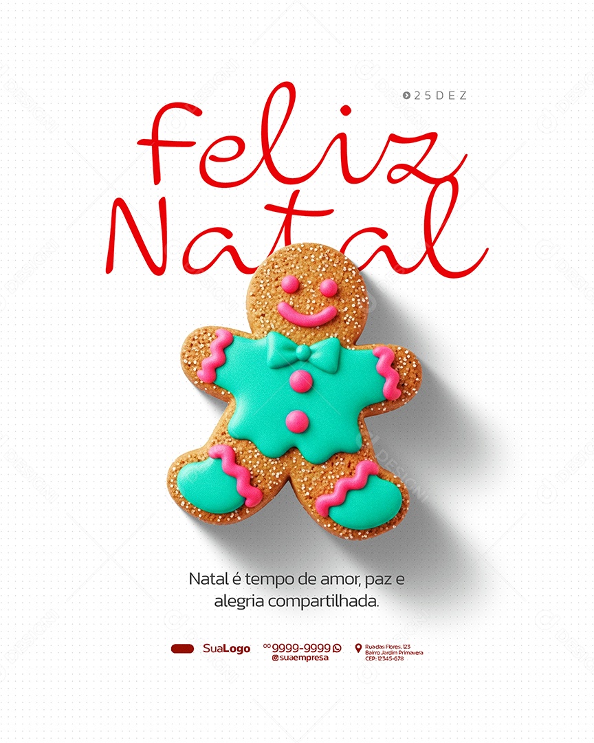 Feliz Natal 25 de Dezembro Biscoito Social Media PSD Editável