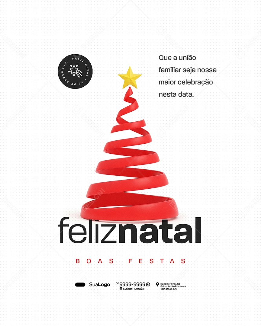 Feliz Natal 25 de Dezembro Boas Festas Social Media PSD Editável