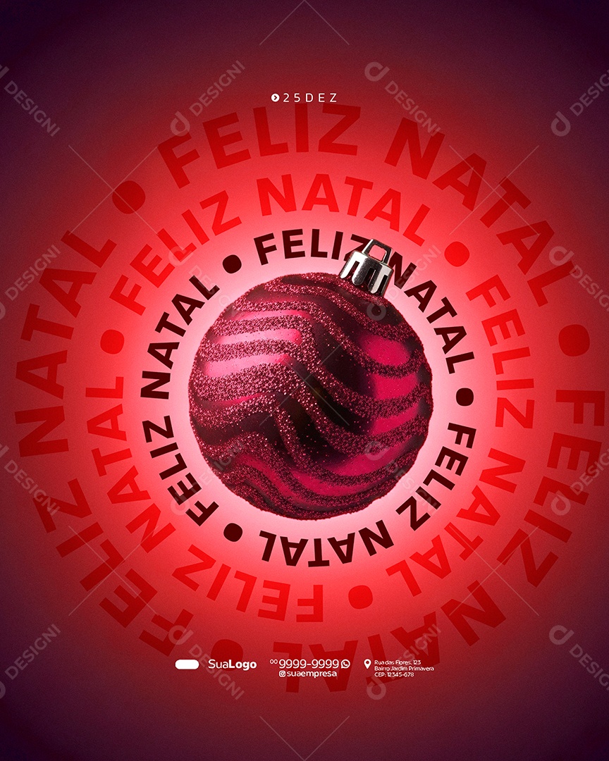 Feliz Natal 25 de Dezembro Bolinha Social Media PSD Editável