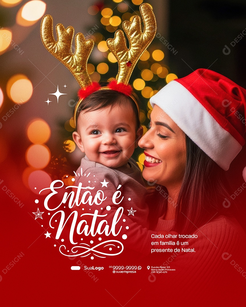 Feliz Natal 25 de Dezembro Cada Olhar Social Media PSD Editável