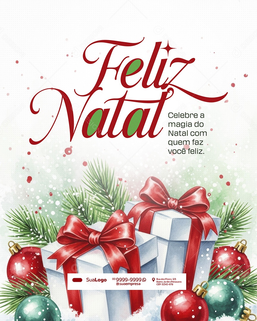 Feliz Natal 25 de Dezembro Celebre a Magia do Natal Social Media PSD Editável