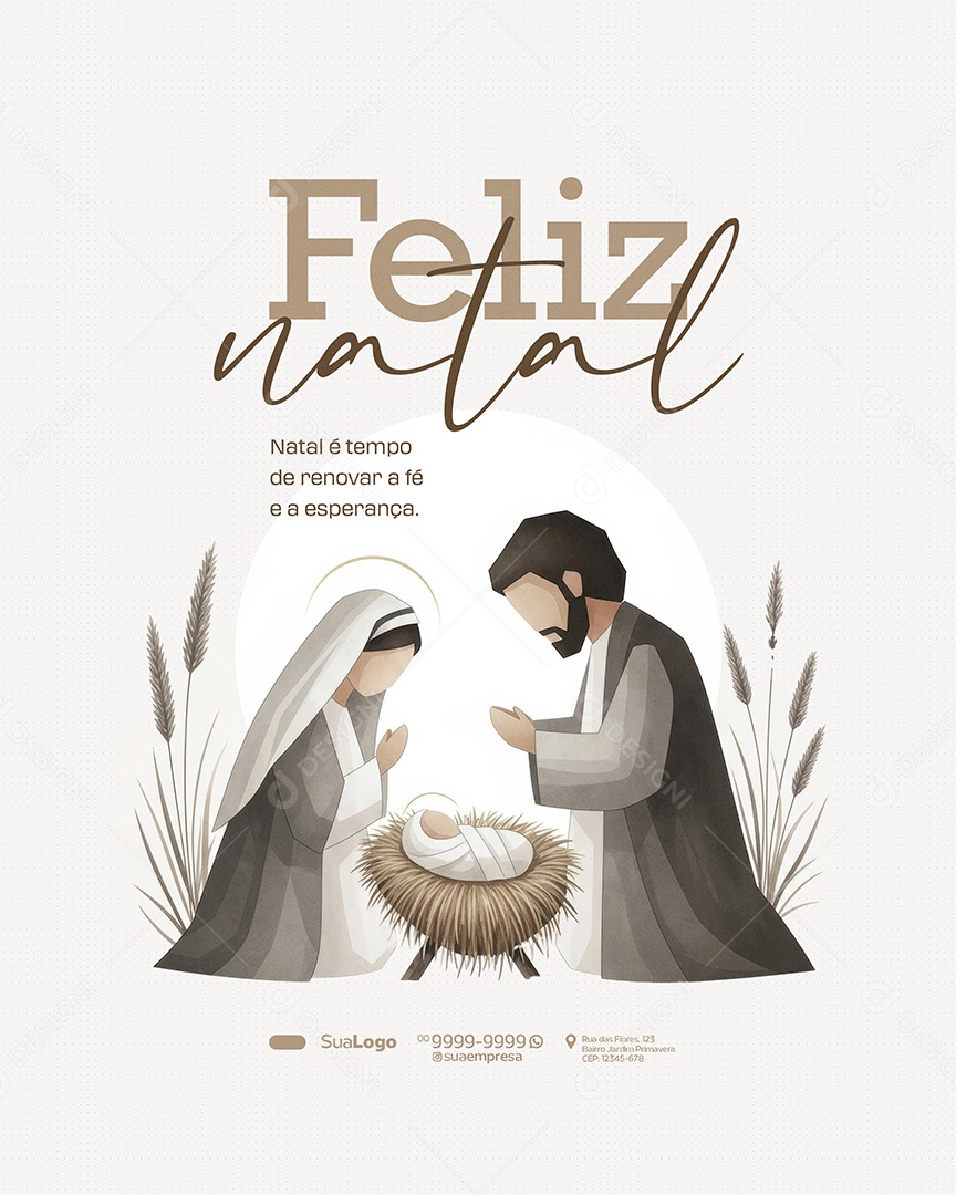 Feliz Natal 25 de Dezembro É Tempo de Renovar Social Media PSD Editável