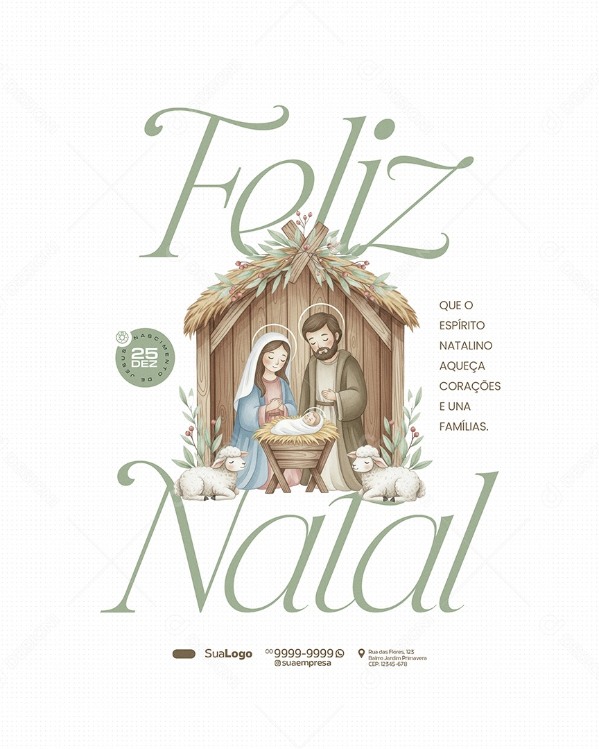 Feliz Natal 25 de Dezembro Espírito Natalino Social Media PSD Editável