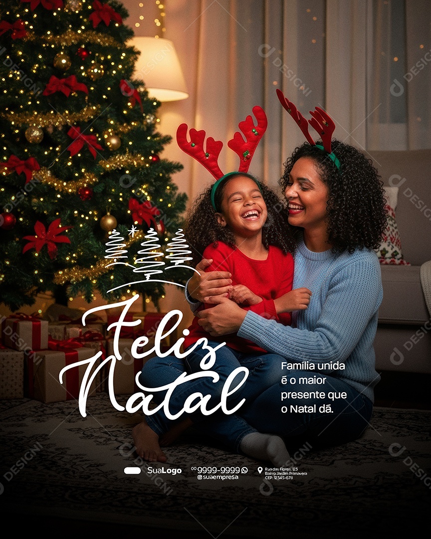 Feliz Natal 25 de Dezembro Família unida é o Maior Social Media PSD Editável