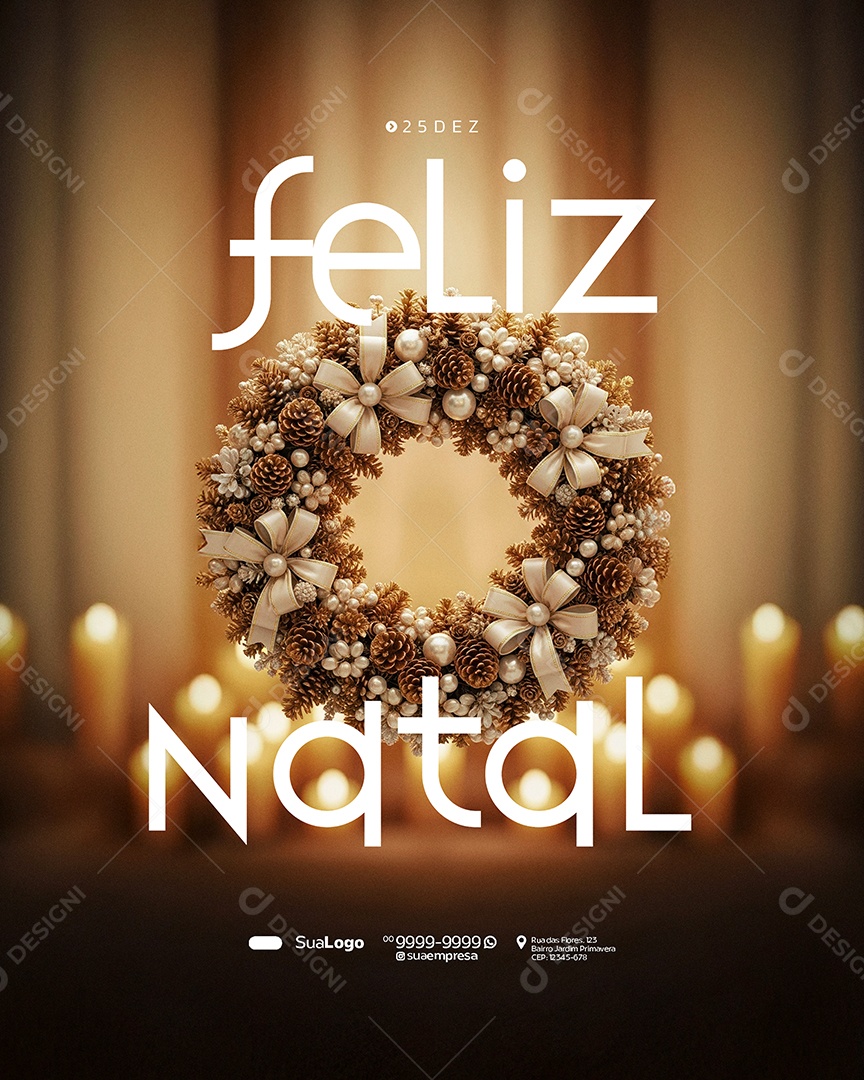 Feliz Natal 25 de Dezembro Flores Social Media PSD Editável