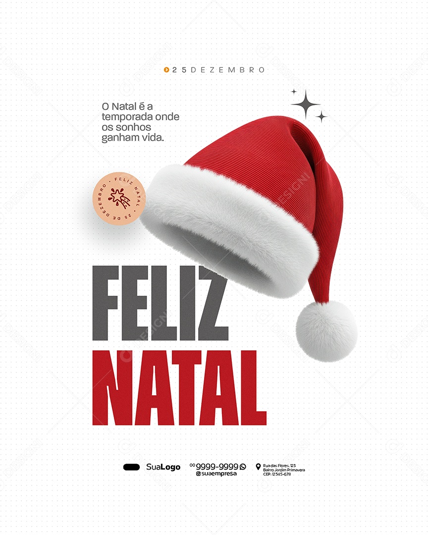 Feliz Natal 25 de Dezembro Gorro Social Media PSD Editável