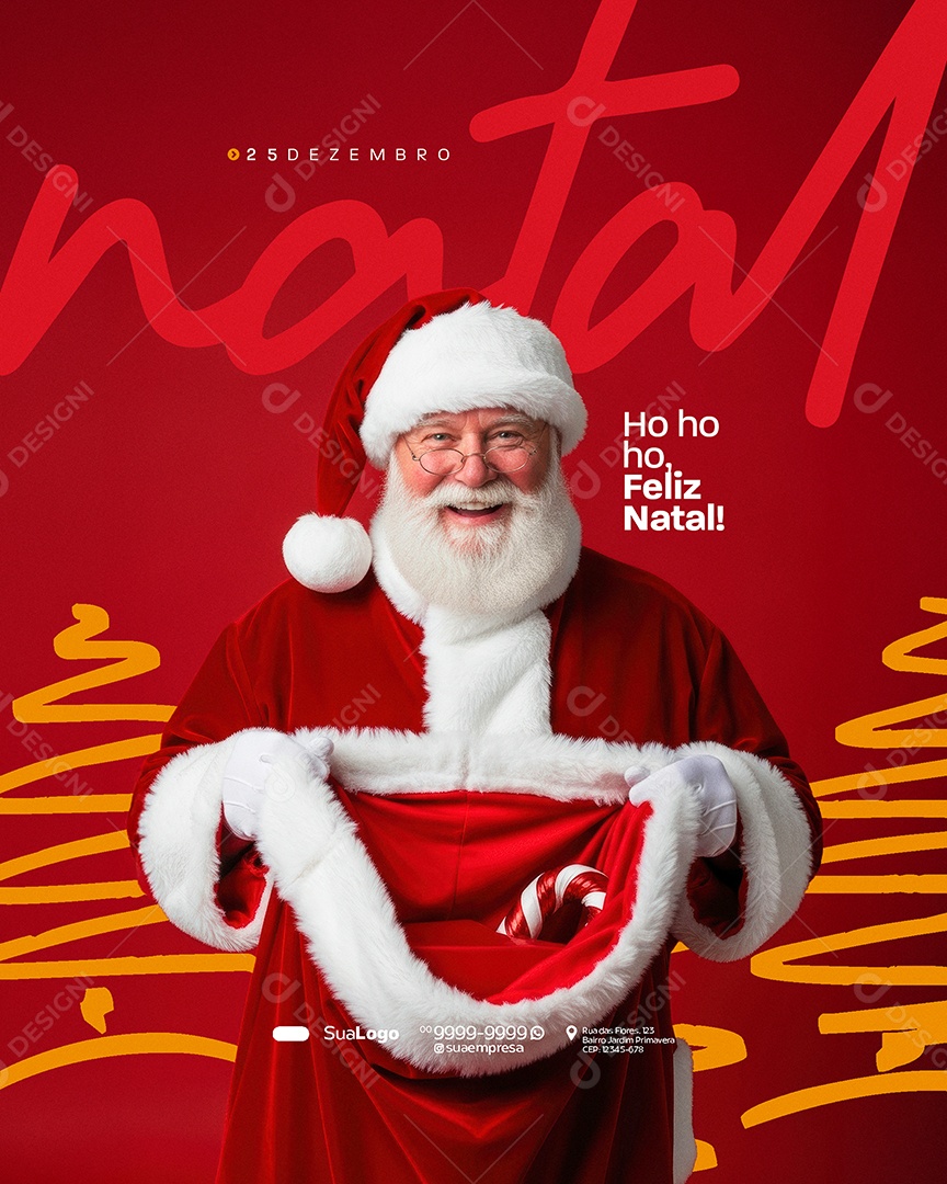 Feliz Natal 25 de Dezembro Ho Ho Ho Social Media PSD Editável