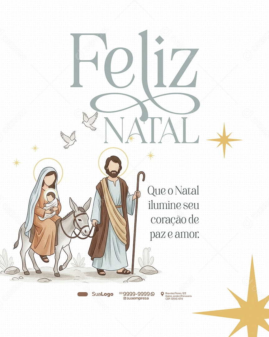 Feliz Natal 25 de Dezembro Ilumine seu Coração Social Media PSD Editável