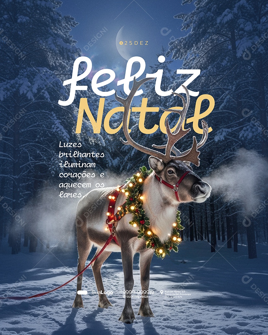 Feliz Natal 25 de Dezembro Luzes Brilhantes Social Media PSD Editável