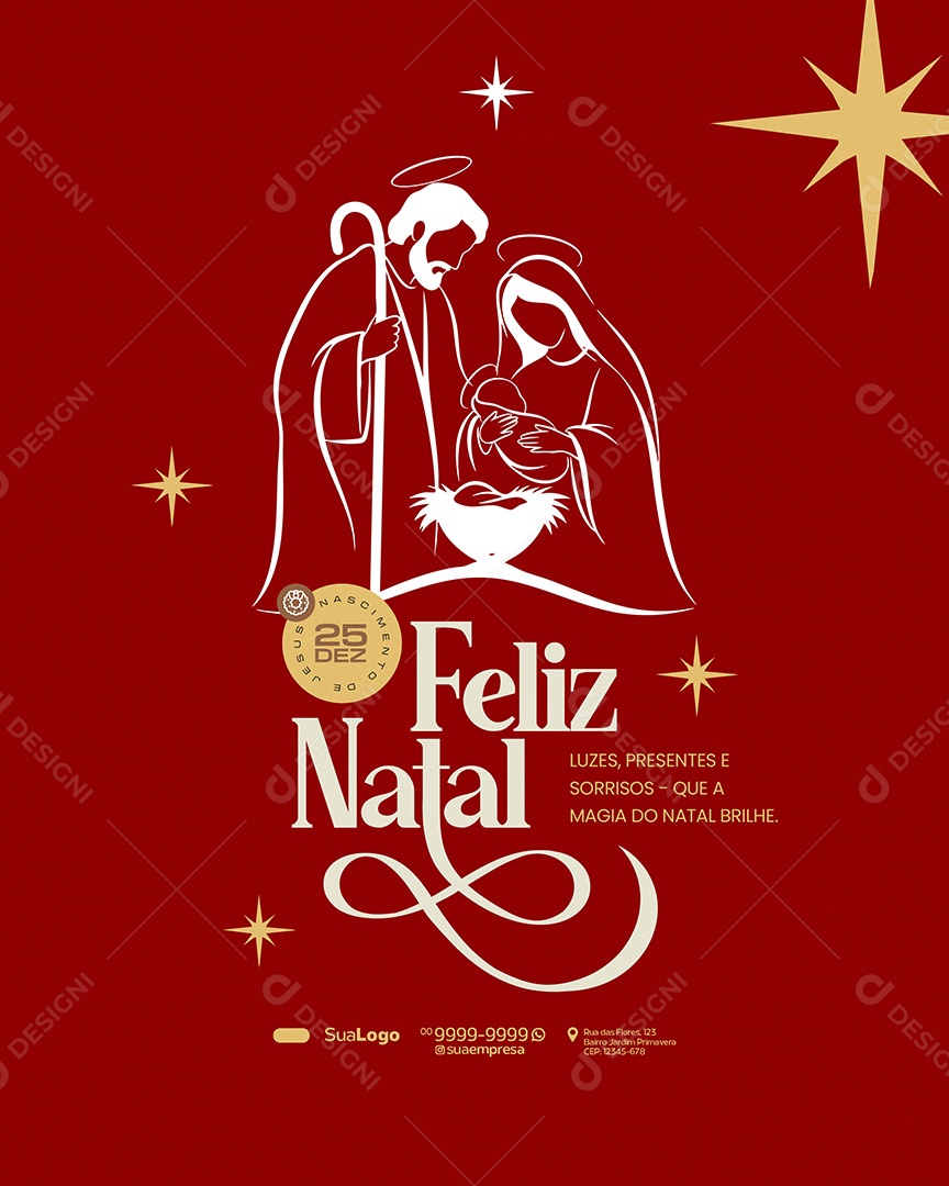 Feliz Natal 25 de Dezembro Luzes Presentes Social Media PSD Editável