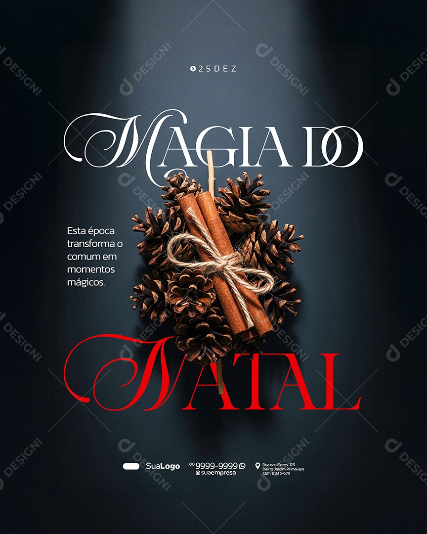 Feliz Natal 25 de Dezembro Magia do Natal Social Media PSD Editável