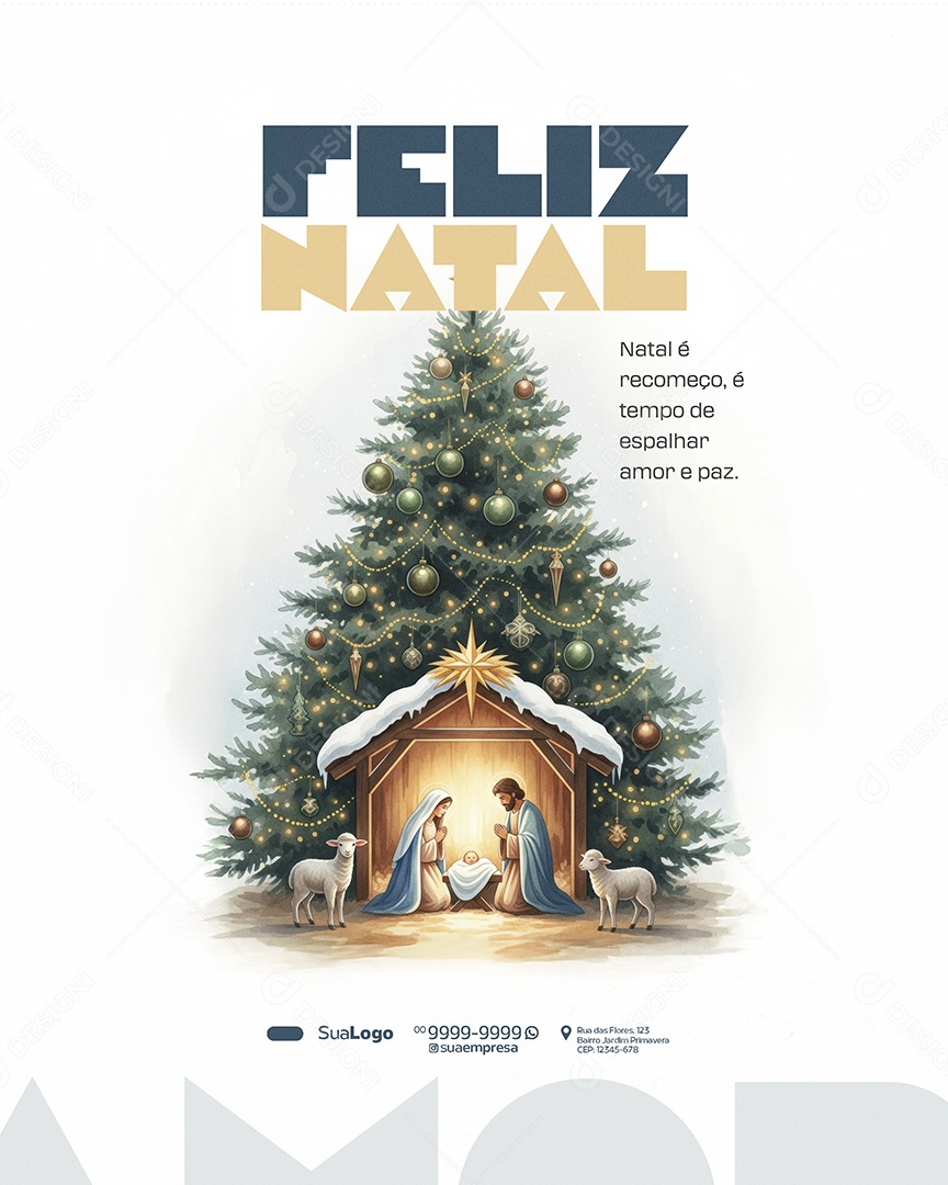 Feliz Natal 25 de Dezembro Natal é Recomeço Social Media PSD Editável