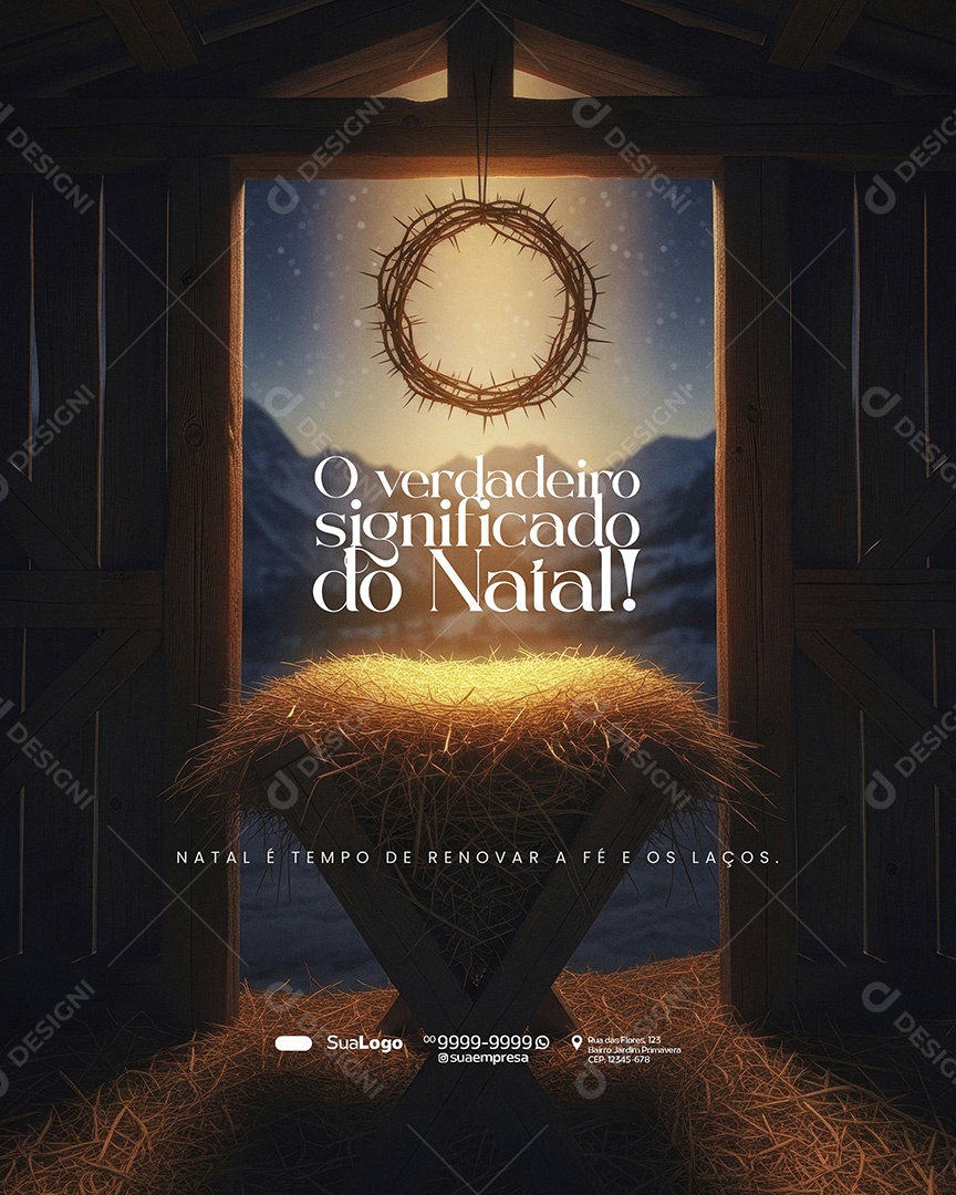 Feliz Natal 25 de Dezembro Natal é Tempo de Renovar a Fé Social Media PSD Editável