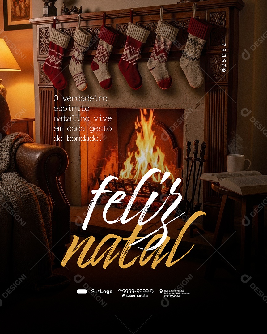 Feliz Natal 25 de Dezembro Natalino Vive em Cada Gesto Social Media PSD Editável
