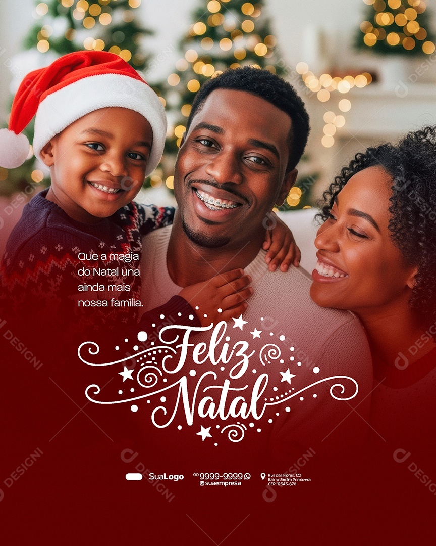 Feliz Natal 25 de Dezembro Nossa Família Social Media PSD Editável