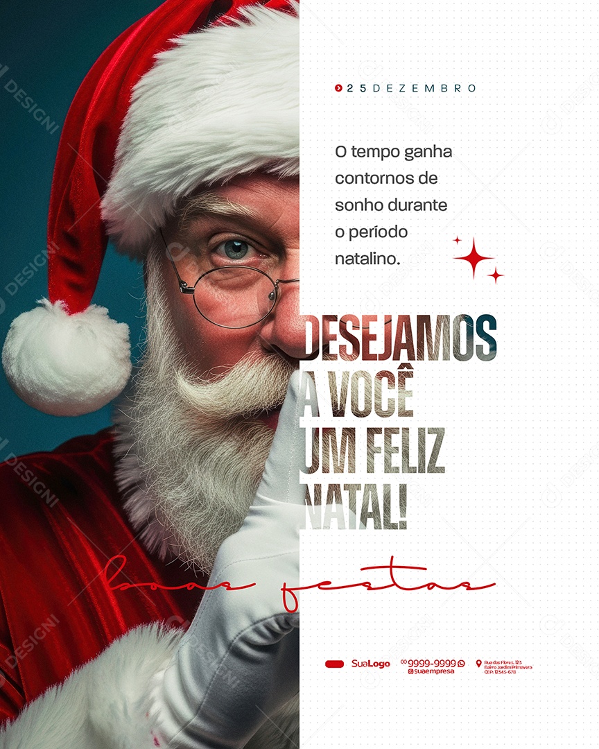 Feliz Natal 25 de Dezembro o Tempo Ganha Contornos Social Media PSD Editável