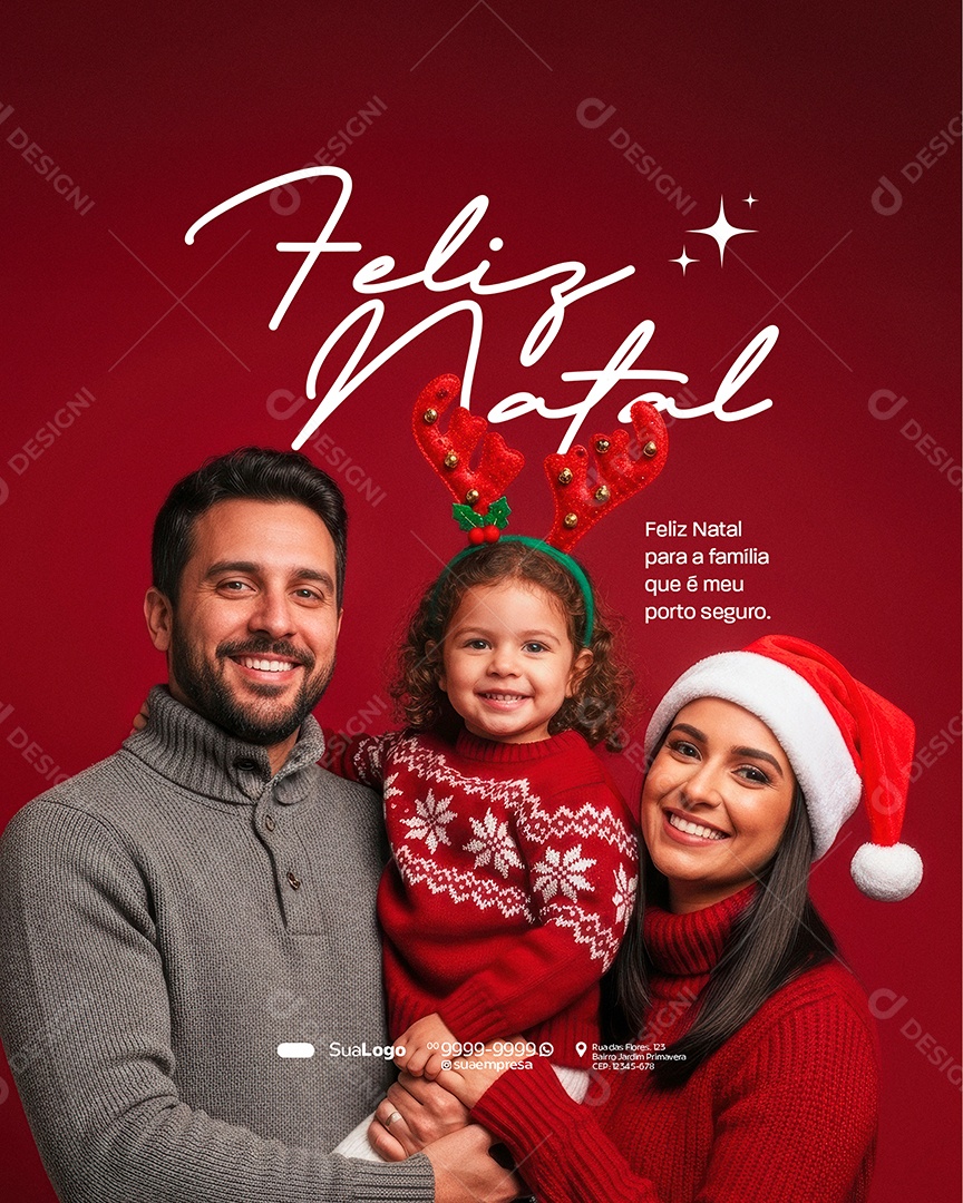 Feliz Natal 25 de Dezembro para a Família Social Media PSD Editável