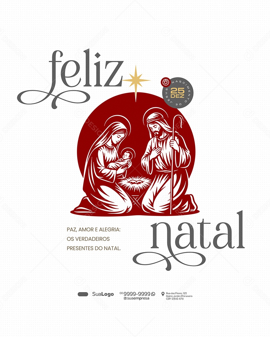 Feliz Natal 25 de Dezembro Paz Amor e Alegria Banco Social Media PSD Editável