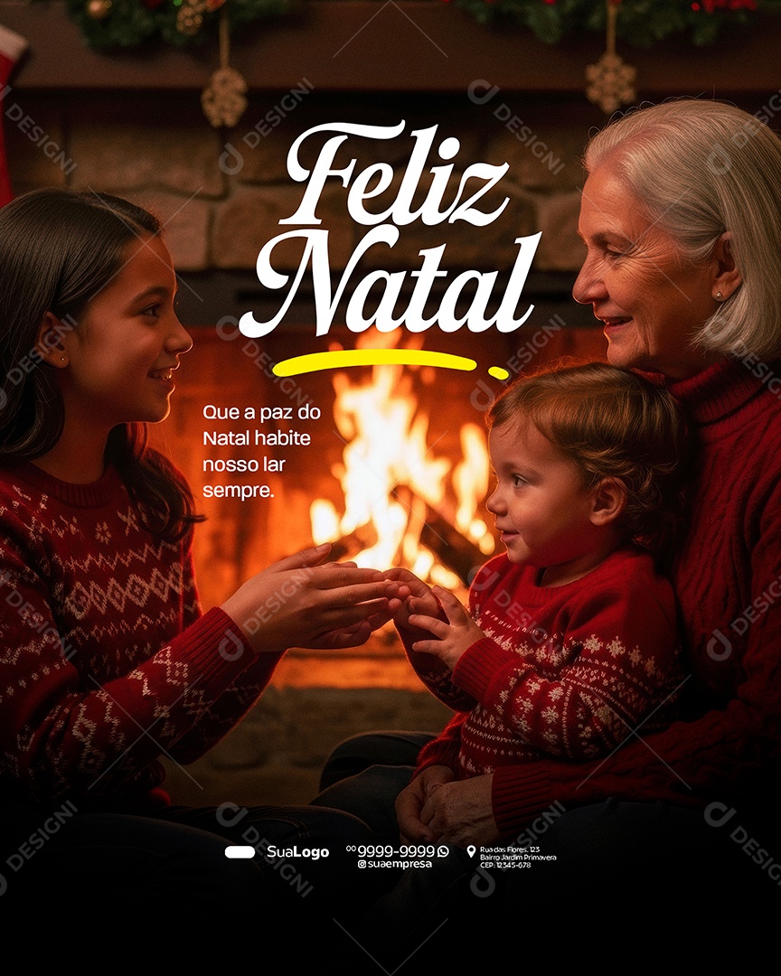 Feliz Natal 25 de Dezembro Que a Paz Social Media PSD Editável