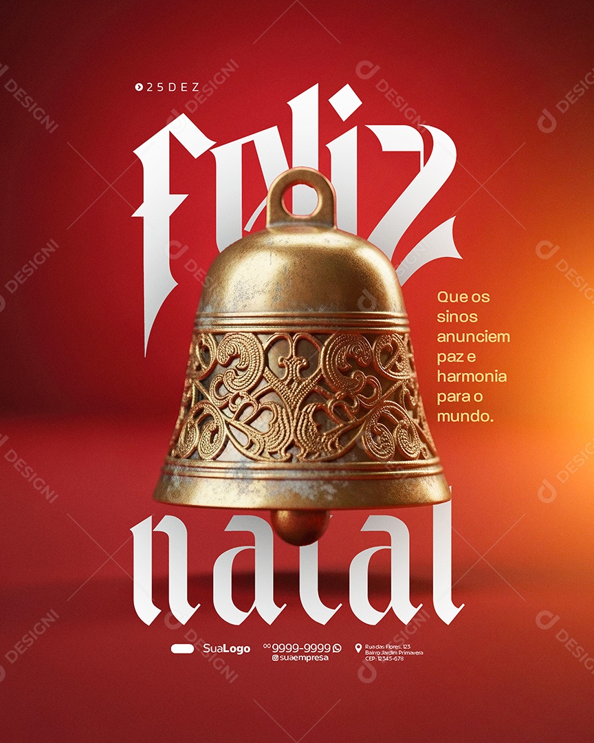 Feliz Natal 25 de Dezembro que os Sinos Social Media PSD Editável