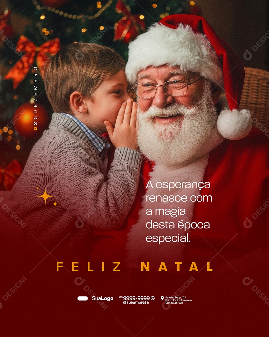 Feliz Natal 25 de Dezembro Renasce Com a Magia Social Media PSD Editável