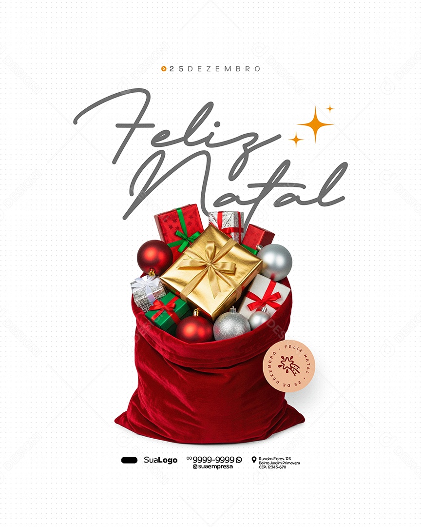 Feliz Natal 25 de Dezembro Saco Social Media PSD Editável