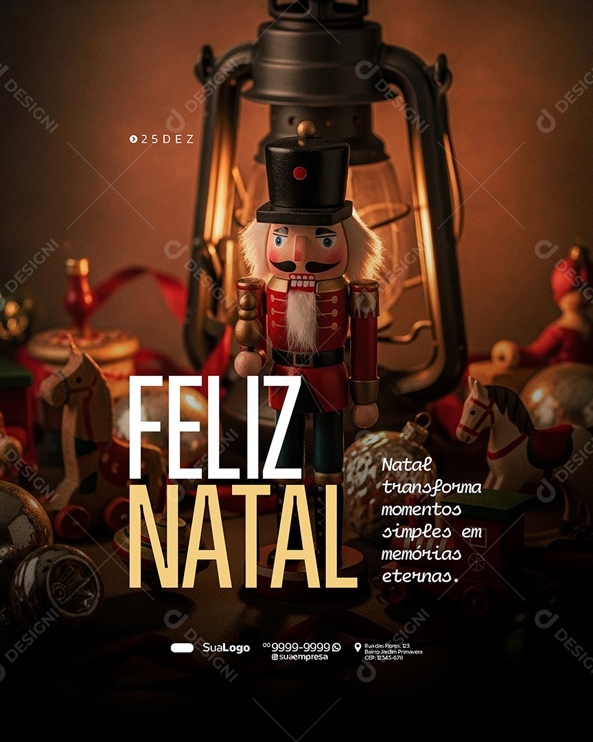 Feliz Natal 25 de Dezembro Simples em Memórias Social Media PSD Editável