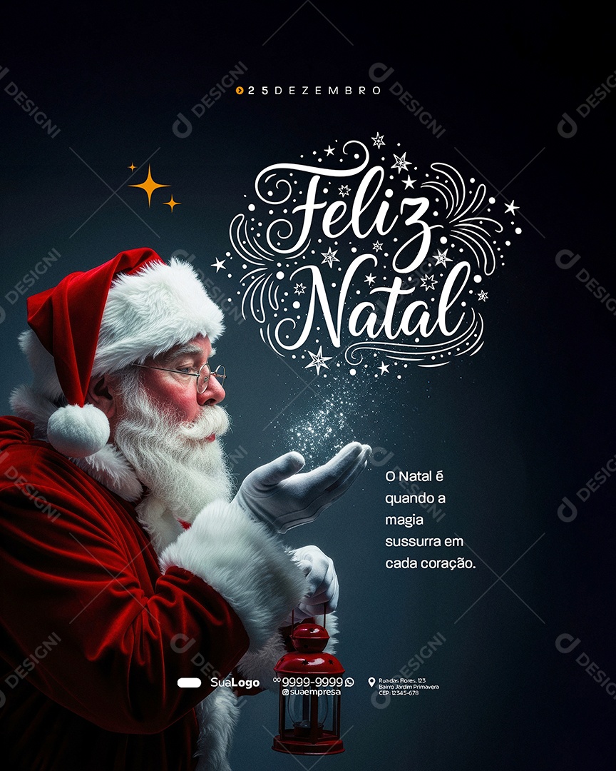 Feliz Natal 25 de Dezembro Sussurra em Cada Coração Social Media PSD Editável