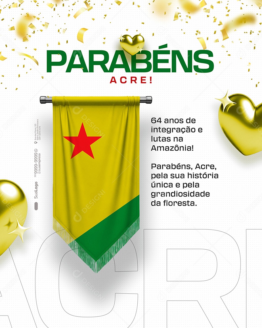 Parabéns Estado da Acre Social Media PSD Editável