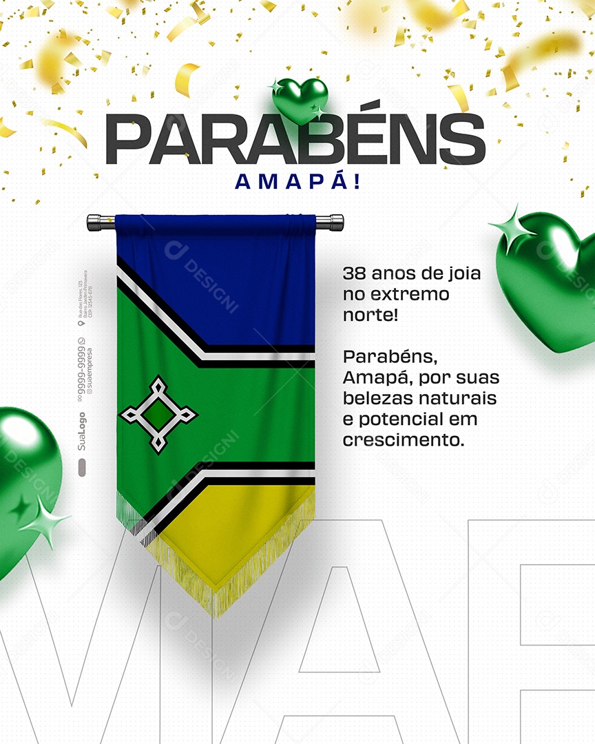 Parabéns Estado da Amapá Social Media PSD Editável