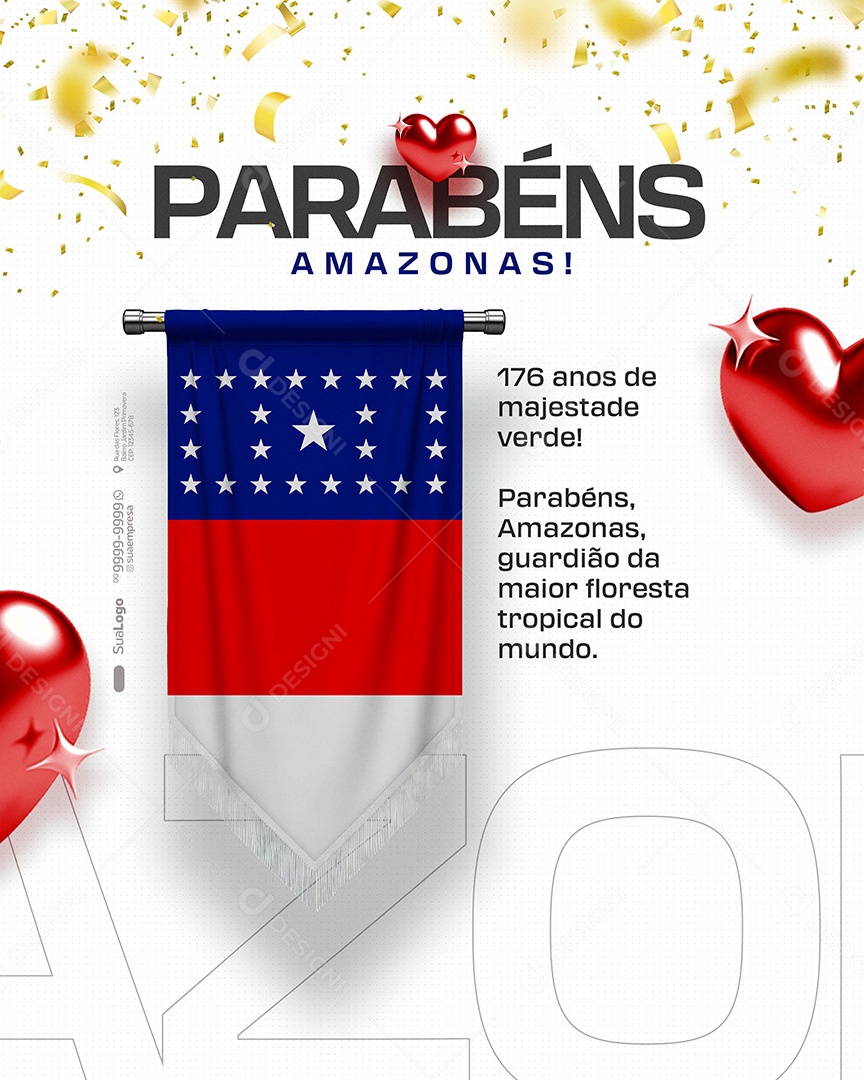 Parabéns Estado da Amazonas Social Media PSD Editável