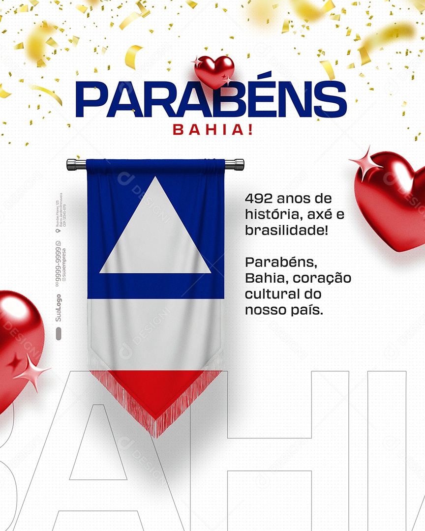 Parabéns Estado da Bahia Social Media PSD Editável