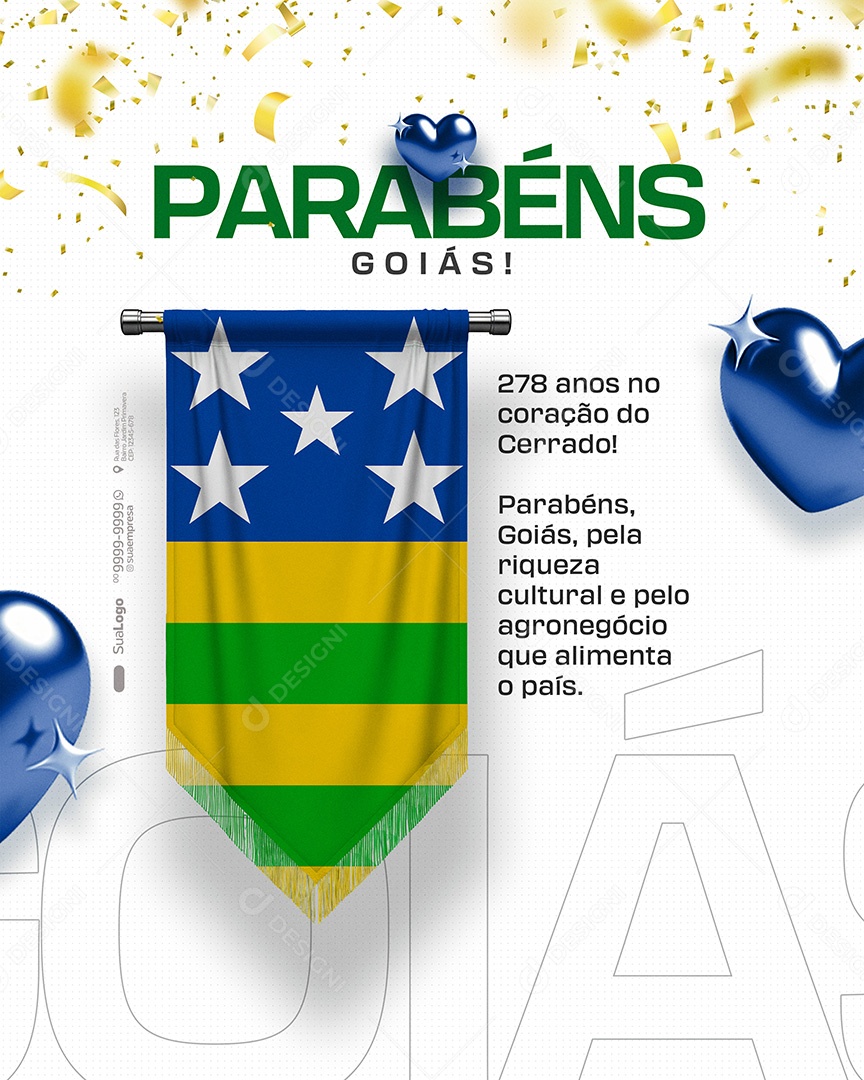 Parabéns Estado da Goiás Social Media PSD Editável