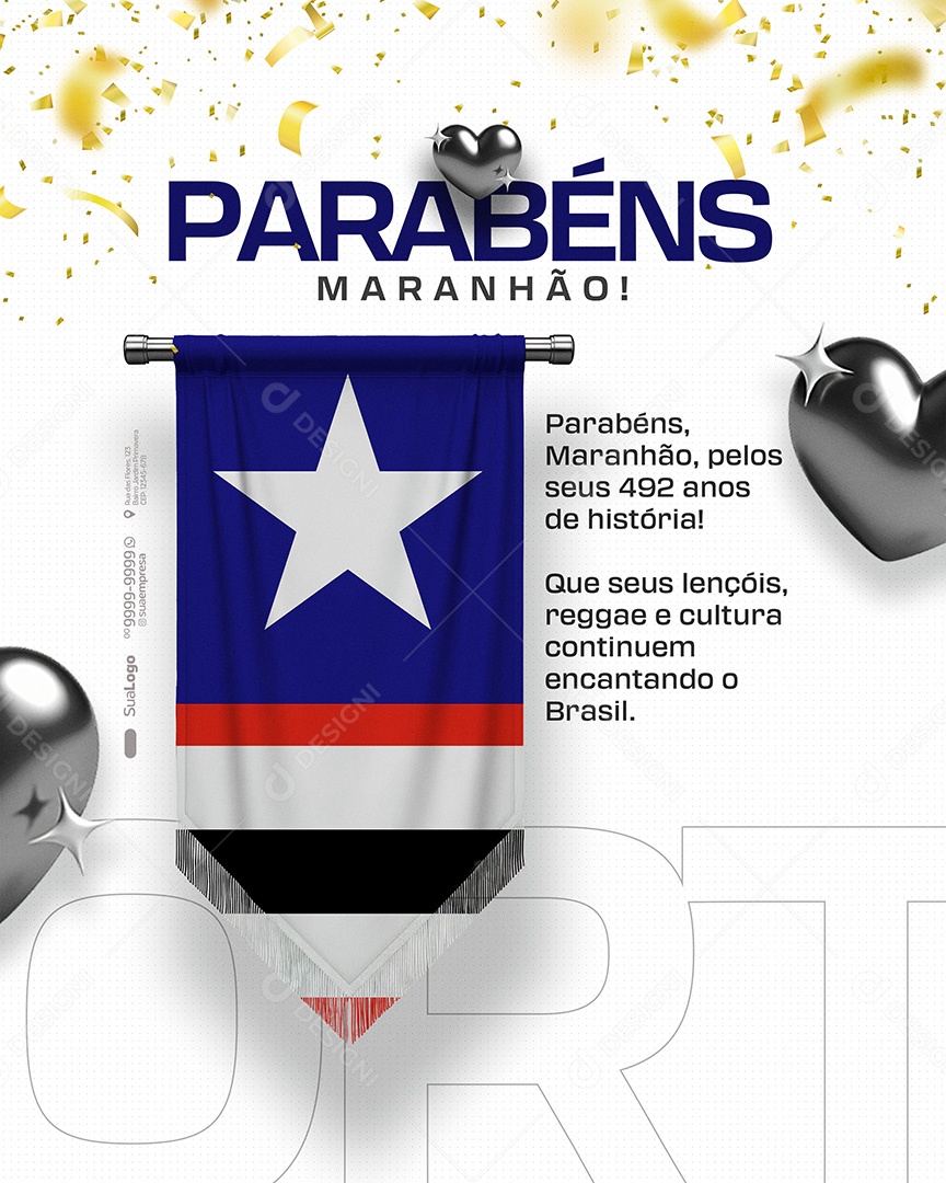 Parabéns Estado da Maranhã Social Media PSD Editável