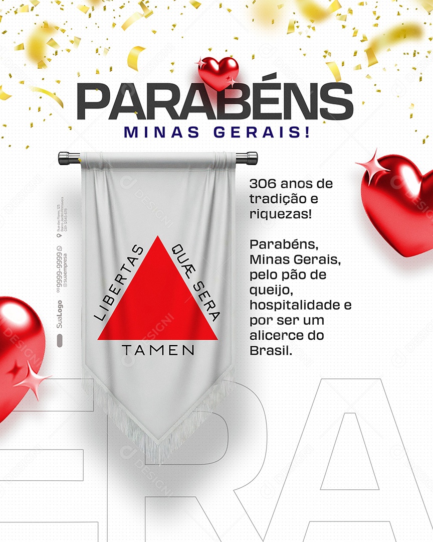 Parabéns Estado da Minas Gerais Social Media PSD Editável