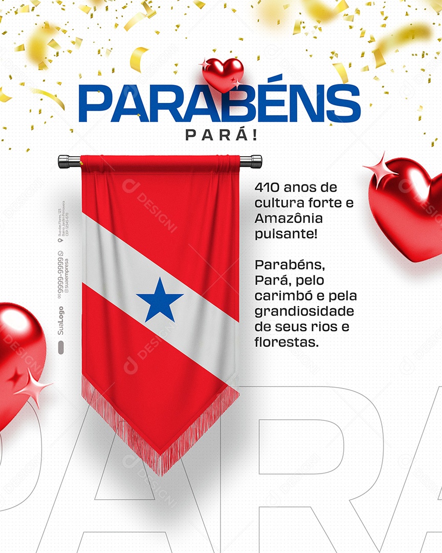 Parabéns Estado da Pará Social Media PSD Editável