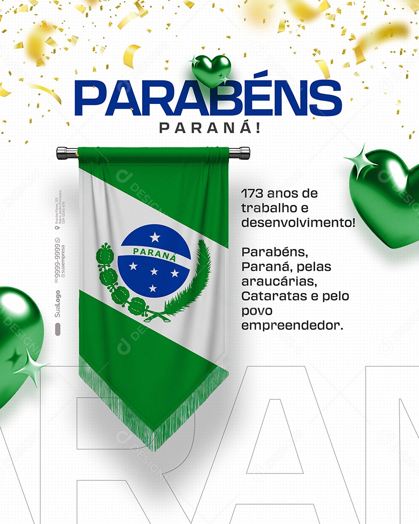 Parabéns Estado da Paraná Social Media PSD Editável