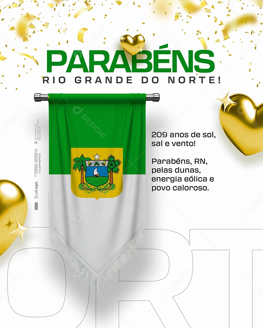 Parabéns Estado da Rio Grande do Norte Social Media PSD Editável