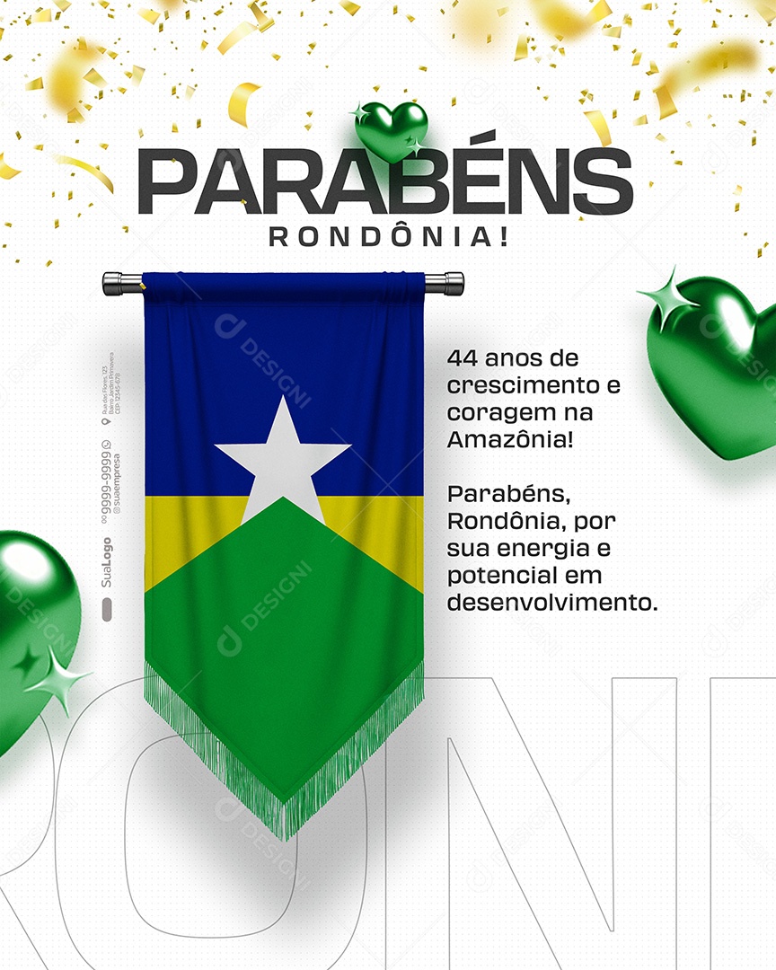 Parabéns Estado da Ronônia Social Media PSD Editável