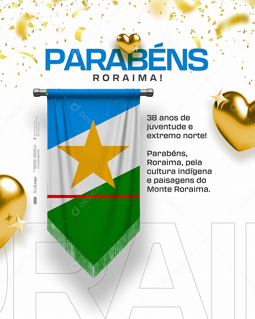Parabéns Estado da Roraima Social Media PSD Editável
